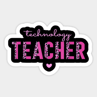 Cute Technology Teacher Tech STEM Pink Leopard Print Cheetah Sticker